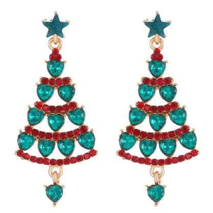 1 Pair Simple Style Classic Style Christmas Tree Snowflake Alloy Drop Earrings