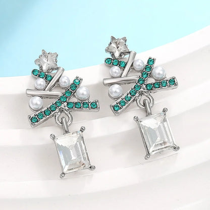 1 Pair Simple Style Classic Style Christmas Tree Snowflake Alloy Drop Earrings