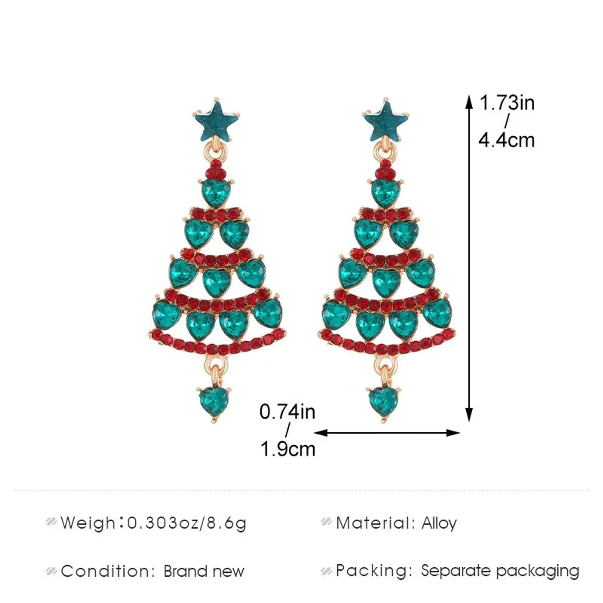 1 Pair Simple Style Classic Style Christmas Tree Snowflake Alloy Drop Earrings