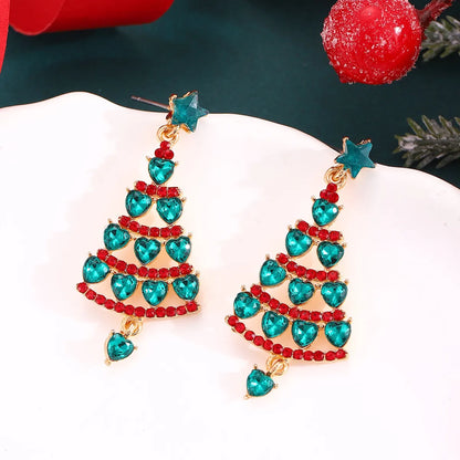 1 Pair Simple Style Classic Style Christmas Tree Snowflake Alloy Drop Earrings