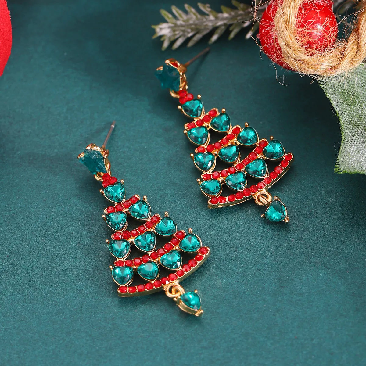 1 Pair Simple Style Classic Style Christmas Tree Snowflake Alloy Drop Earrings