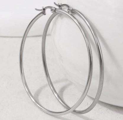 1 Pair Simple Style Classic Style Circle 304 Stainless Steel Hoop Earrings