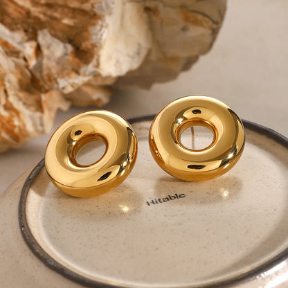 1 Pair Simple Style Classic Style Circle Hollow Out 304 Stainless Steel Ear Studs