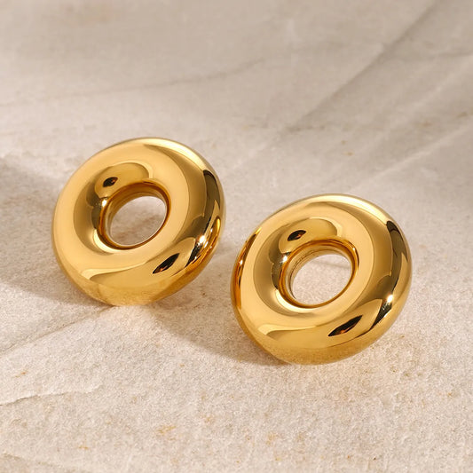 1 Pair Simple Style Classic Style Circle Hollow Out 304 Stainless Steel Ear Studs