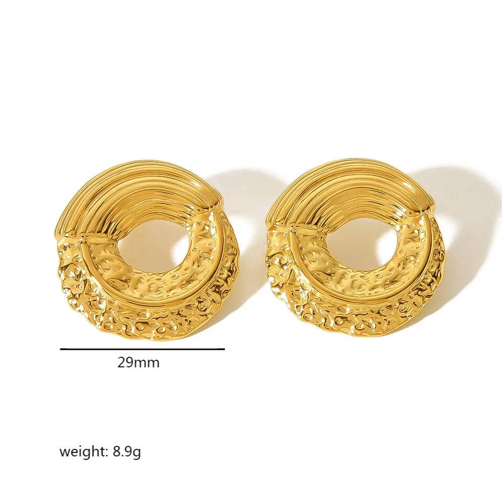 1 Pair Simple Style Classic Style Circle Polishing Plating 304 Stainless Steel 18K Gold Plated Ear Studs