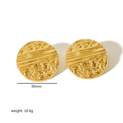 1 Pair Simple Style Classic Style Circle Polishing Plating 304 Stainless Steel 18K Gold Plated Ear Studs