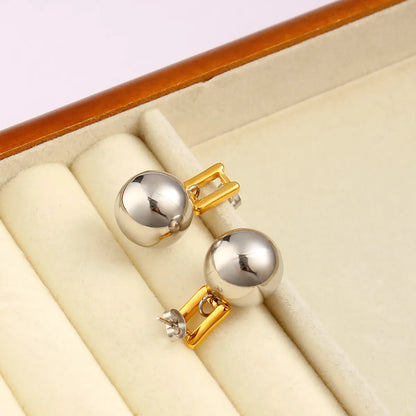 1 Pair Simple Style Classic Style Circle Rectangle 304 Stainless Steel 316 Stainless Steel  18K Gold Plated Drop Earrings