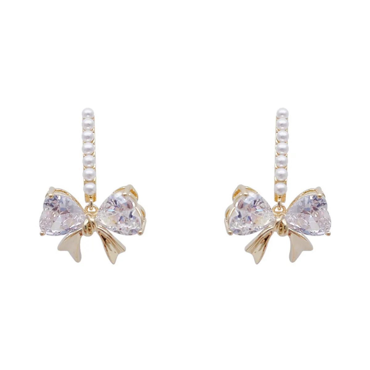 1 Pair Simple Style Classic Style Circle Square Bow Knot Alloy Rhinestones Drop Earrings Ear Hook