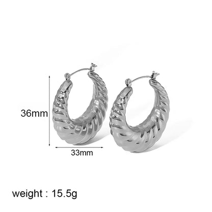 1 Pair Simple Style Classic Style Circle Twist Plating Stainless Steel 18k Gold Plated Hoop Earrings