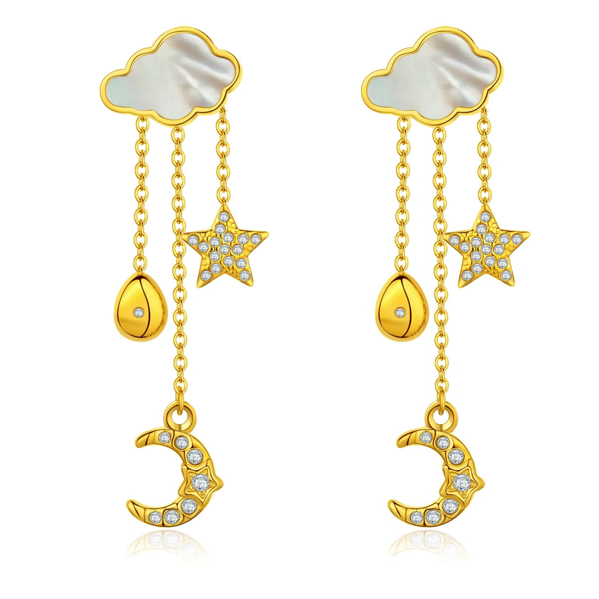 1 Pair Simple Style Classic Style Clouds Butterfly Plating Inlay Stainless Steel Shell Gold Plated Ear Studs