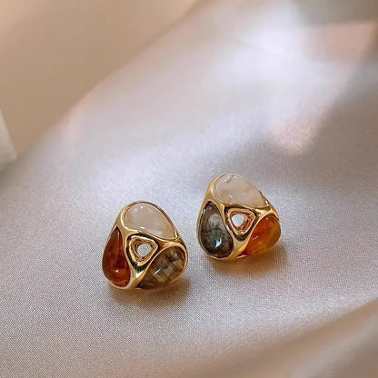 1 Pair Simple Style Classic Style Color Block Alloy Ear Studs