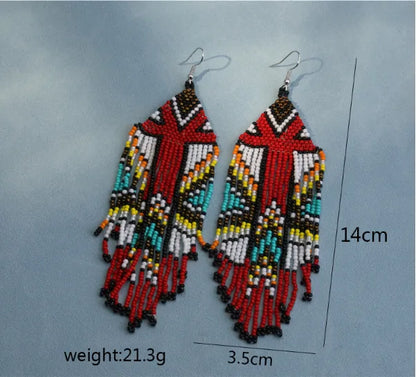 1 Pair Simple Style Classic Style Color Block Beaded Alloy Seed Bead Drop Earrings