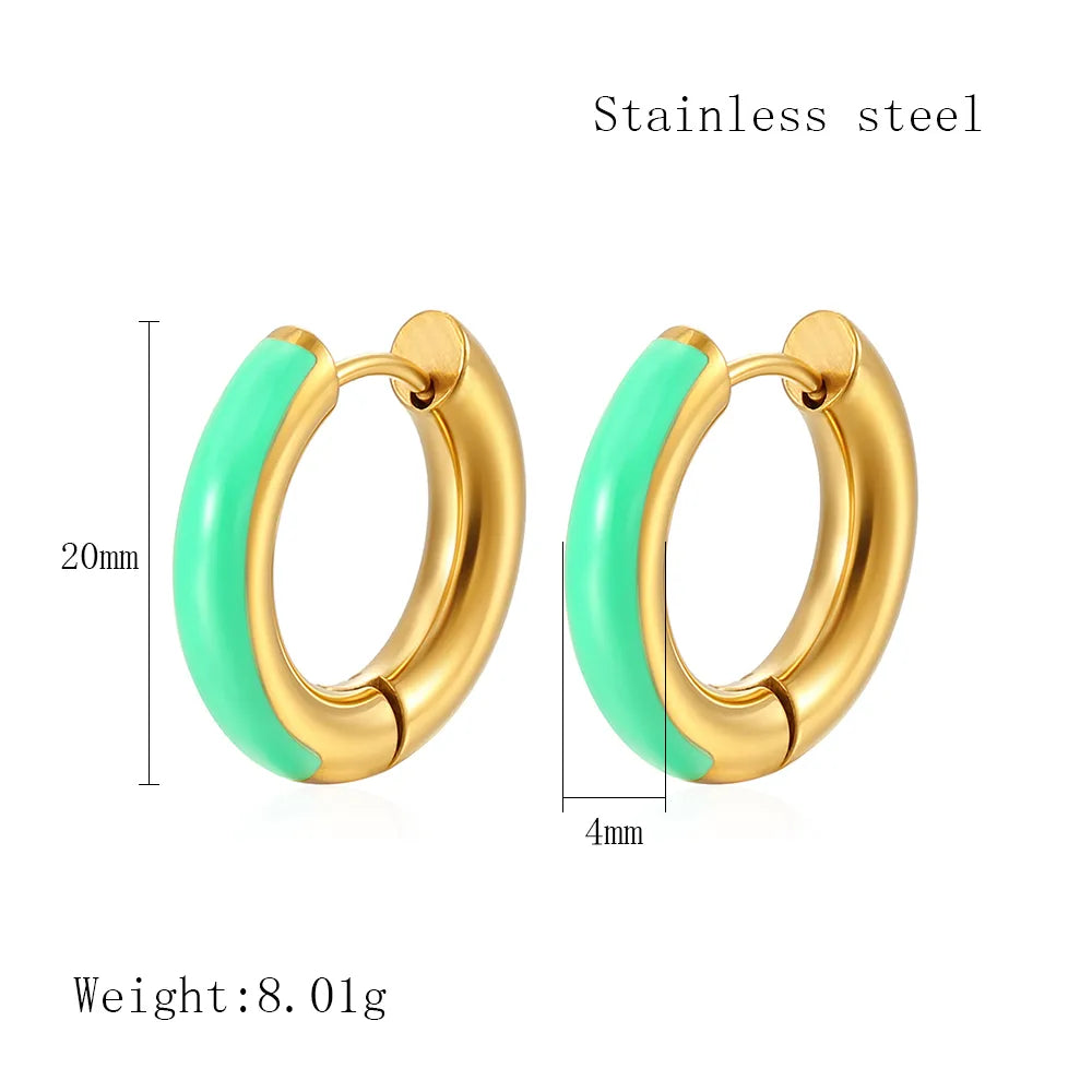 1 Pair Simple Style Classic Style Color Block Epoxy Plating 304 Stainless Steel 18K Gold Plated Earrings