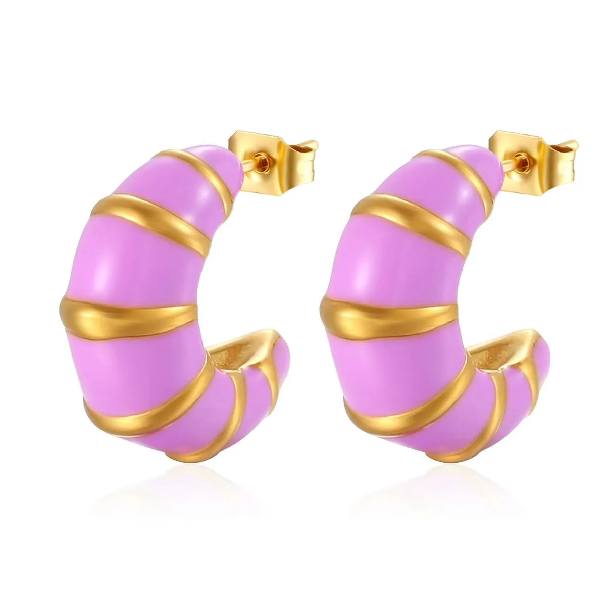 1 Pair Simple Style Classic Style Color Block Epoxy Plating 304 Stainless Steel 18K Gold Plated Earrings