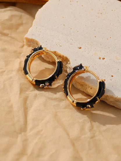 1 Pair Simple Style Classic Style Color Block Epoxy Plating Inlay Brass Zircon 14k Gold Plated Earrings