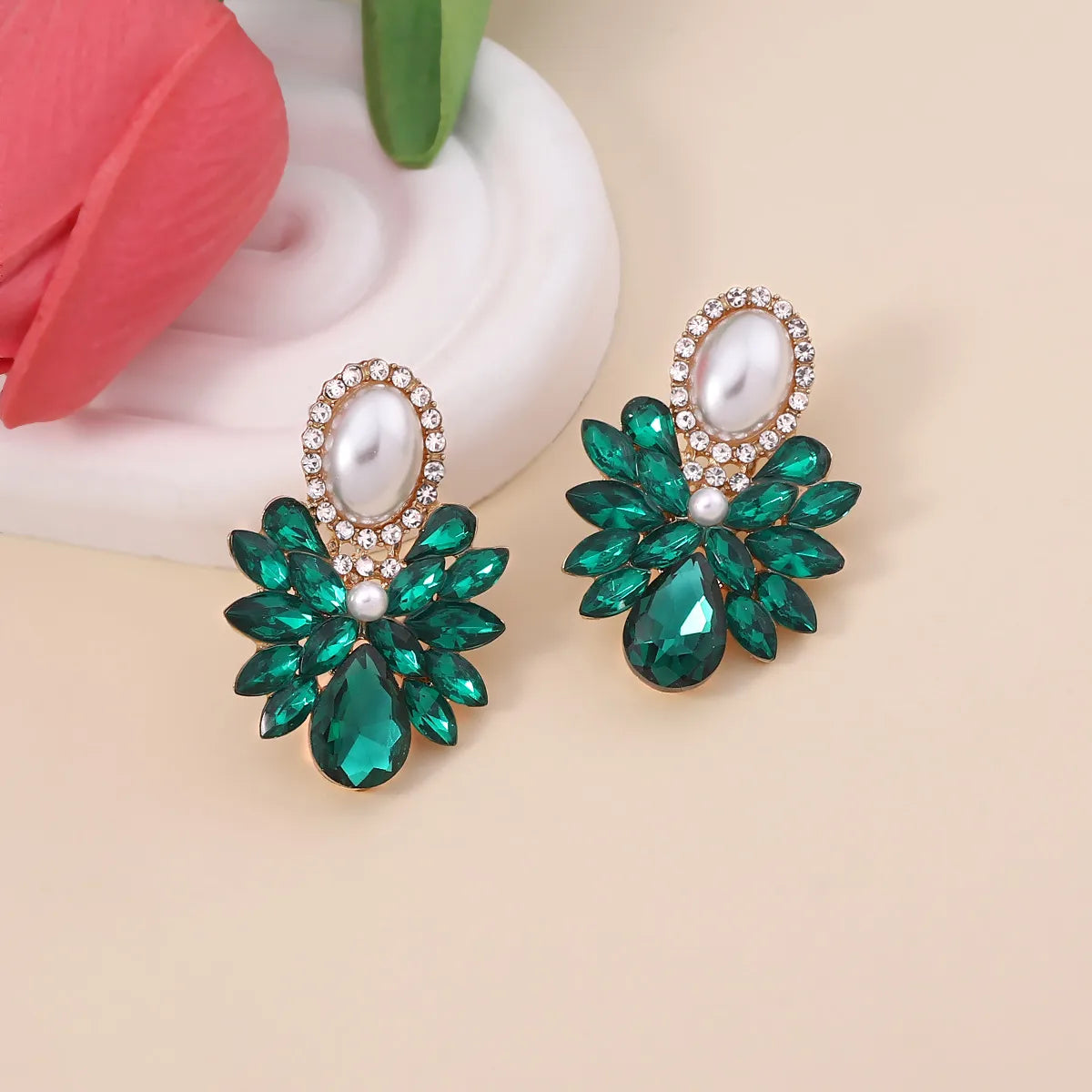 1 Pair Simple Style Classic Style Color Block Inlay Alloy Zircon Ear Studs