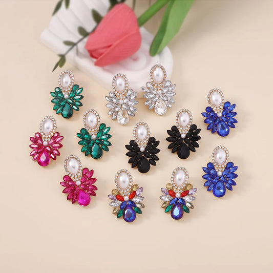 1 Pair Simple Style Classic Style Color Block Inlay Alloy Zircon Ear Studs