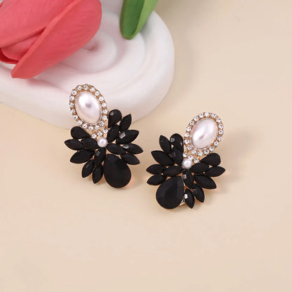 1 Pair Simple Style Classic Style Color Block Inlay Alloy Zircon Ear Studs