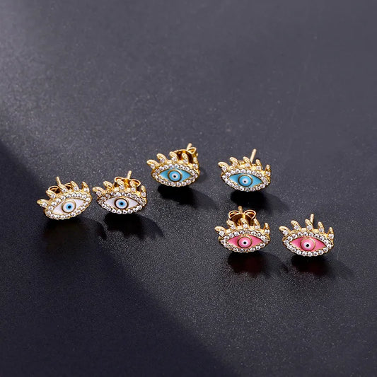 1 Pair Simple Style Classic Style Color Block Inlay Copper Rhinestones Ear Studs