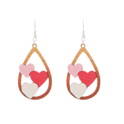 1 Pair Simple Style Classic Style Color Block Painted Wood Drop Earrings