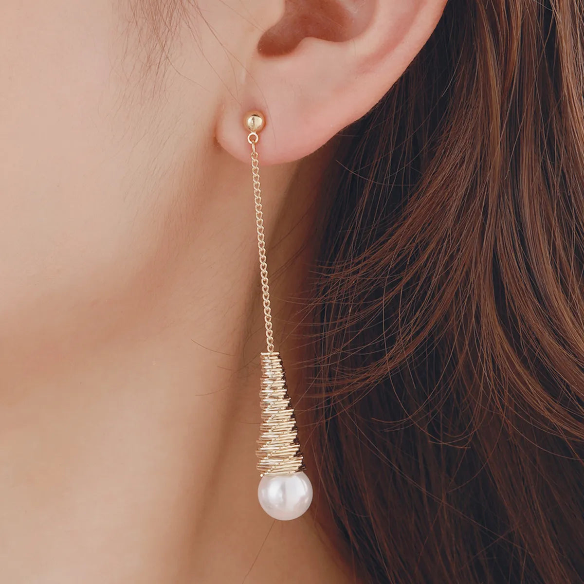 1 Pair Simple Style Classic Style Color Block Plating 304 Stainless Steel Imitation Pearl 18K Gold Plated Drop Earrings