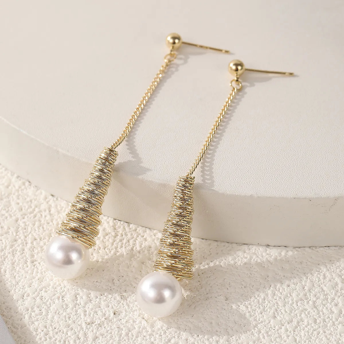 1 Pair Simple Style Classic Style Color Block Plating 304 Stainless Steel Imitation Pearl 18K Gold Plated Drop Earrings