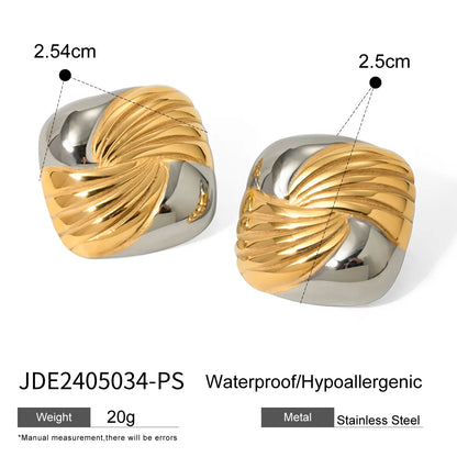 1 Pair Simple Style Classic Style Color Block Plating 316 Stainless Steel  18K Gold Plated Ear Studs