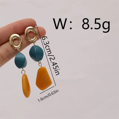 1 Pair Simple Style Classic Style Color Block Plating Copper 18K Gold Plated Drop Earrings