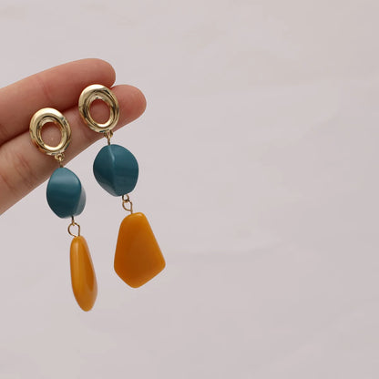 1 Pair Simple Style Classic Style Color Block Plating Copper 18K Gold Plated Drop Earrings