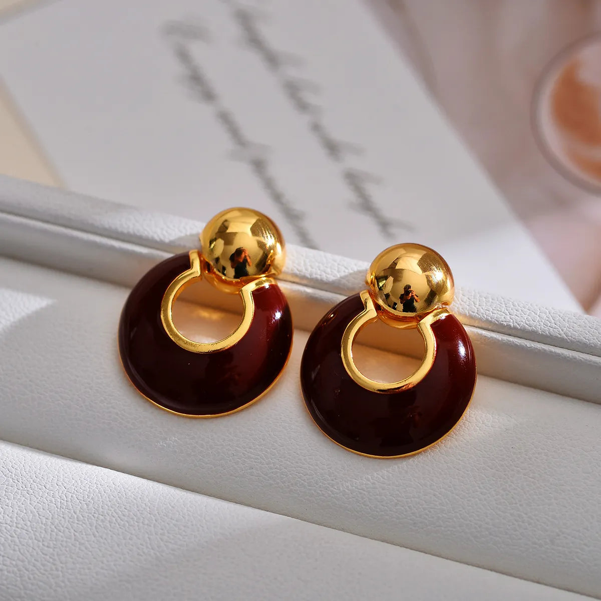 1 Pair Simple Style Classic Style Color Block Plating Copper Gold Plated Ear Studs