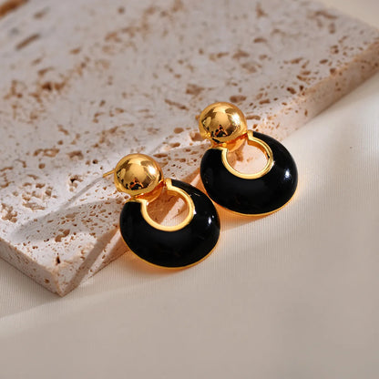 1 Pair Simple Style Classic Style Color Block Plating Copper Gold Plated Ear Studs