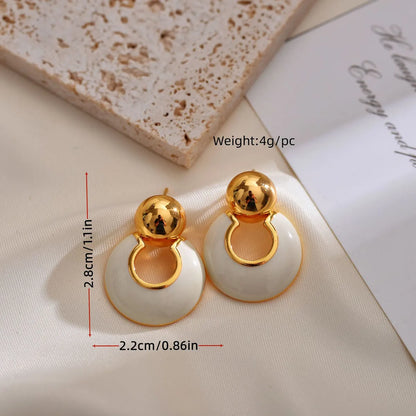 1 Pair Simple Style Classic Style Color Block Plating Copper Gold Plated Ear Studs