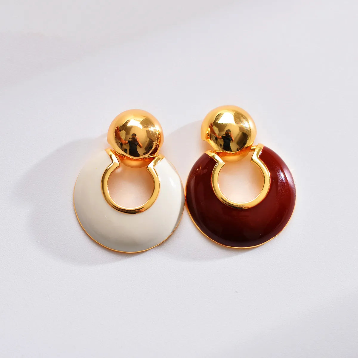 1 Pair Simple Style Classic Style Color Block Plating Copper Gold Plated Ear Studs