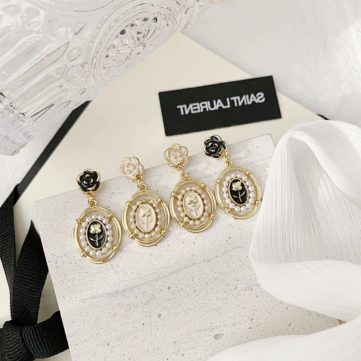 1 Pair Simple Style Classic Style Color Block Plating Inlay Alloy Artificial Pearls Gold Plated Drop Earrings