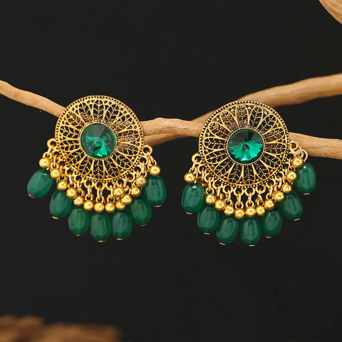 1 Pair Simple Style Classic Style Color Block Plating Inlay Alloy Rhinestones Gold Plated Drop Earrings