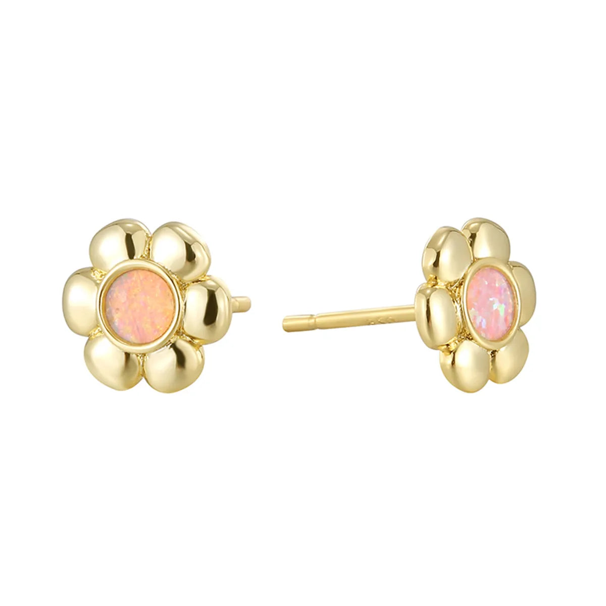 1 Pair Simple Style Classic Style Color Block Plating Inlay Brass Pearl Zircon 18K Gold Plated Ear Studs