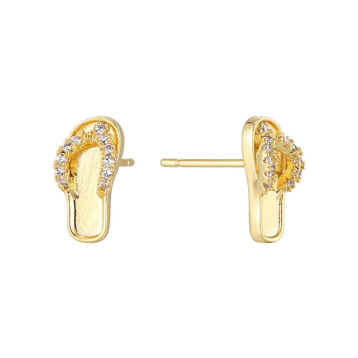 1 Pair Simple Style Classic Style Color Block Plating Inlay Brass Pearl Zircon 18K Gold Plated Ear Studs