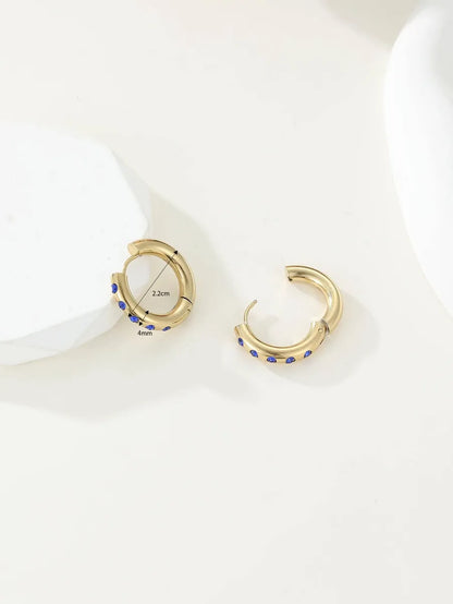 1 Pair Simple Style Classic Style Color Block Plating Inlay Stainless Steel Zircon 18k Gold Plated Earrings