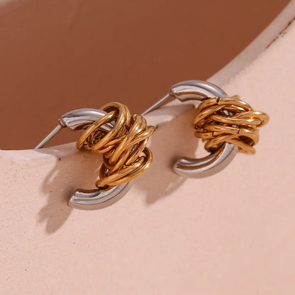 1 Pair Simple Style Classic Style Color Block Plating 304 Stainless Steel 18K Gold Plated Ear Studs