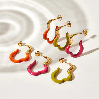 1 Pair Simple Style Classic Style Color Block Plating Stainless Steel Gold Plated Earrings