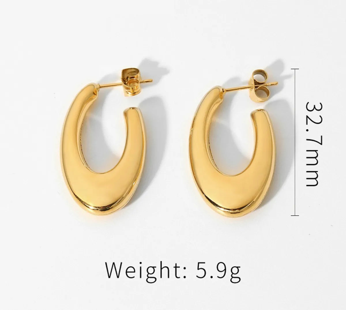 1 Pair Simple Style Classic Style Color Block Plating Titanium Steel Gold Plated Ear Studs