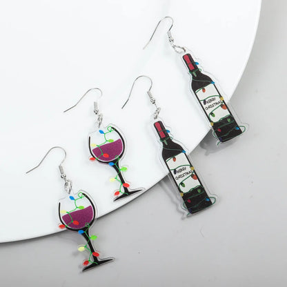 1 Pair Simple Style Classic Style Color Block Printing Arylic Drop Earrings