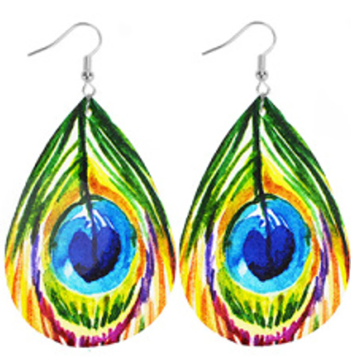 1 Pair Simple Style Classic Style Color Block Printing Pu Leather Drop Earrings