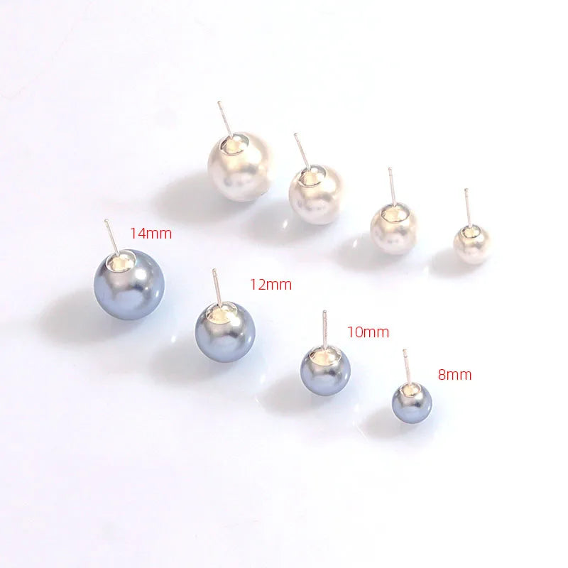 1 Pair Simple Style Classic Style Commute Ball Artificial Pearl Sterling Silver Ear Studs