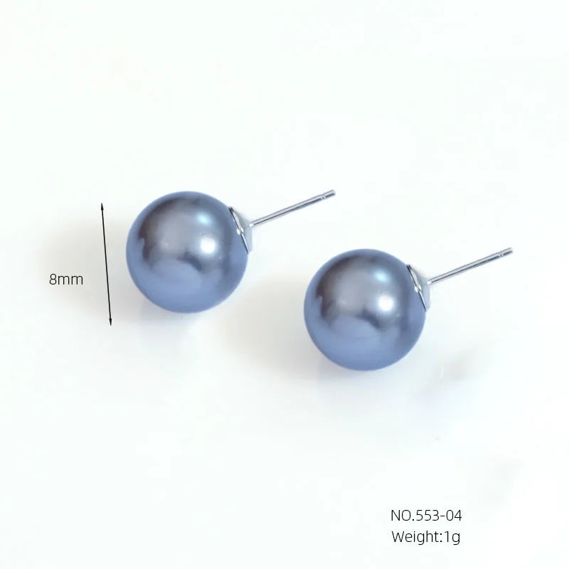 1 Pair Simple Style Classic Style Commute Ball Artificial Pearl Sterling Silver Ear Studs