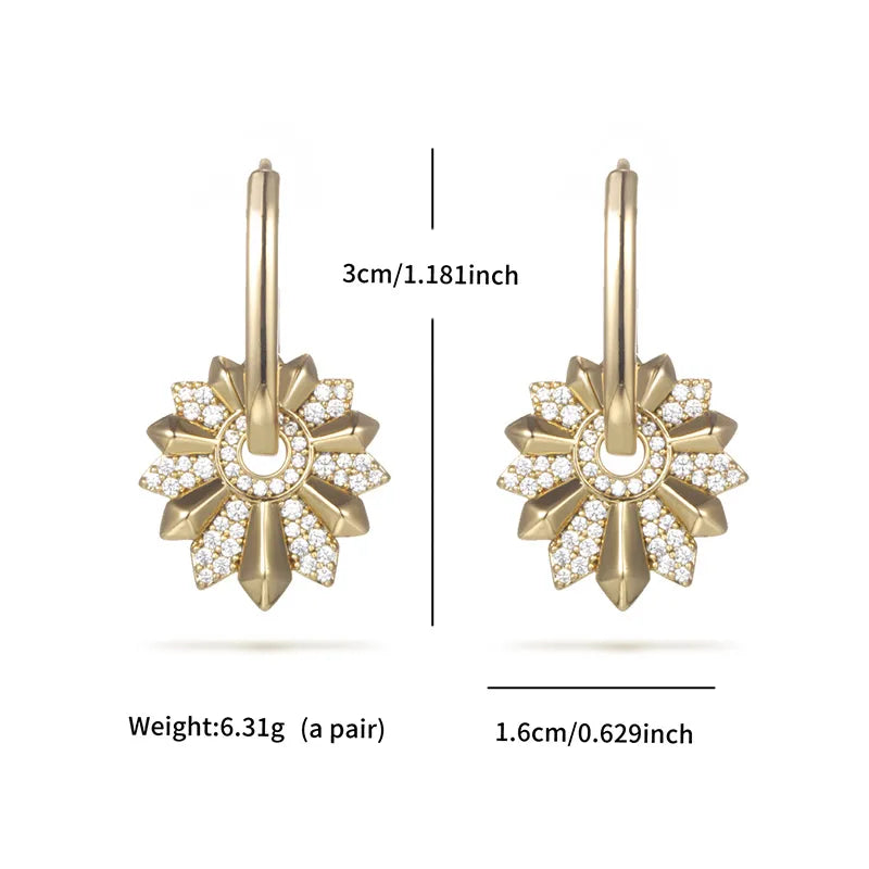 1 Pair Simple Style Classic Style Commute Flower Plating Inlay Copper Artificial Gemstones 14K Gold Plated Platinum Plated Drop Earrings