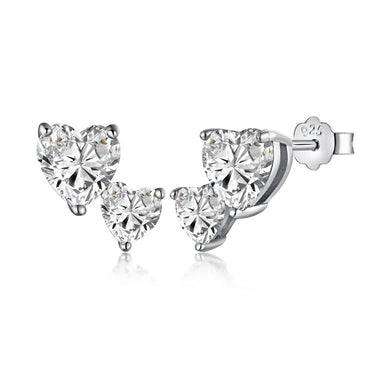 1 Pair Simple Style Classic Style Commute Geometric Heart Shape Plating Inlay Sterling Silver Zircon Ear Studs