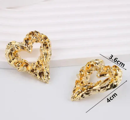 1 Pair Simple Style Classic Style Commute Heart Shape Plating Zinc Alloy Ear Studs