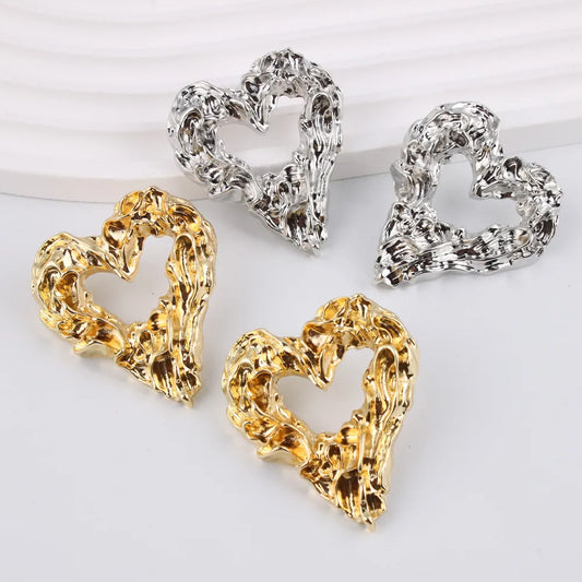 1 Pair Simple Style Classic Style Commute Heart Shape Plating Zinc Alloy Ear Studs