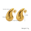 1 Pair Simple Style Classic Style Commute Water Droplets 304 Stainless Steel Titanium Steel 18K Gold Plated Ear Studs